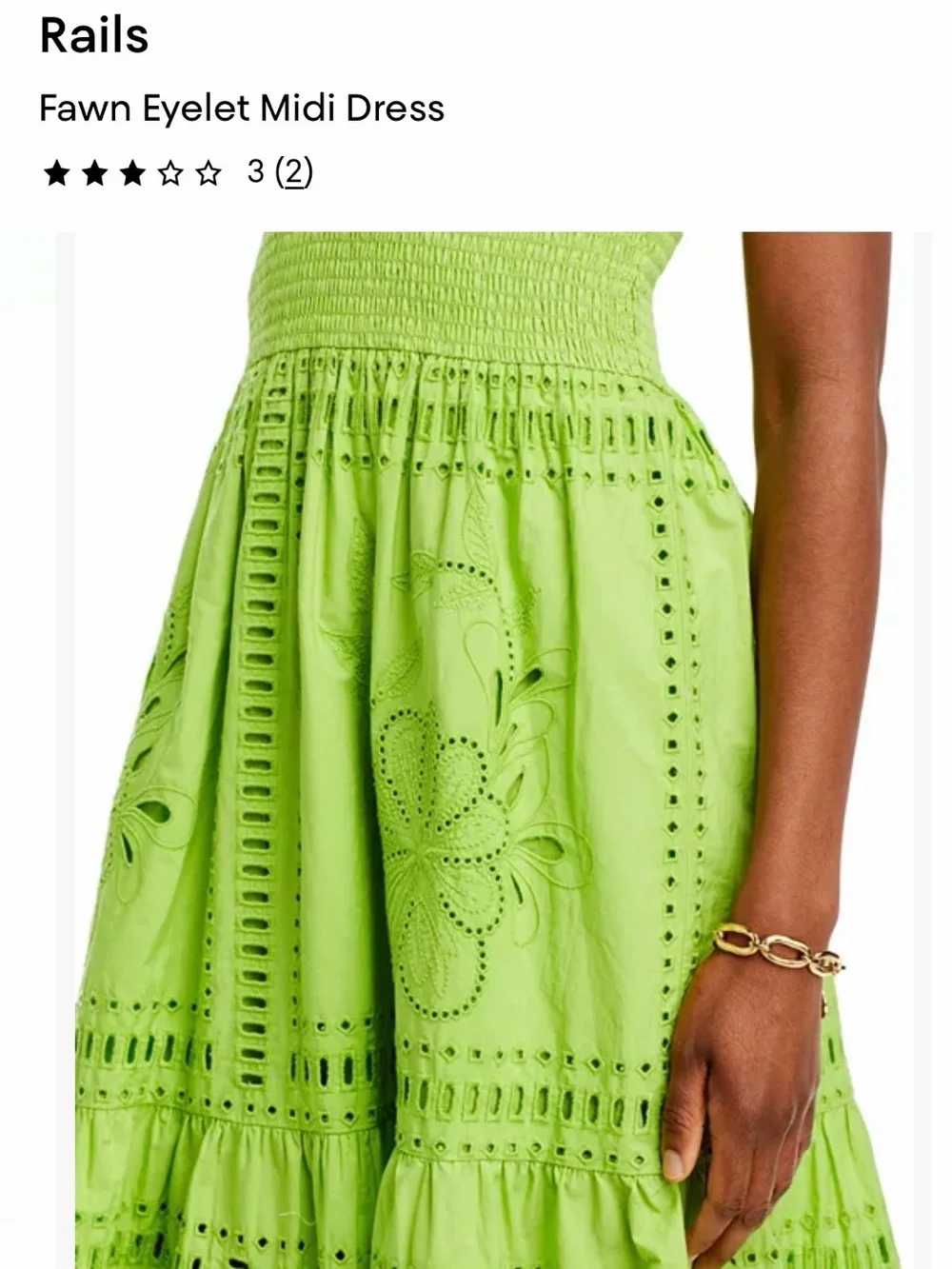 Rails Lime Eyelet Smocked Midi Dress - Picture 4 of 8